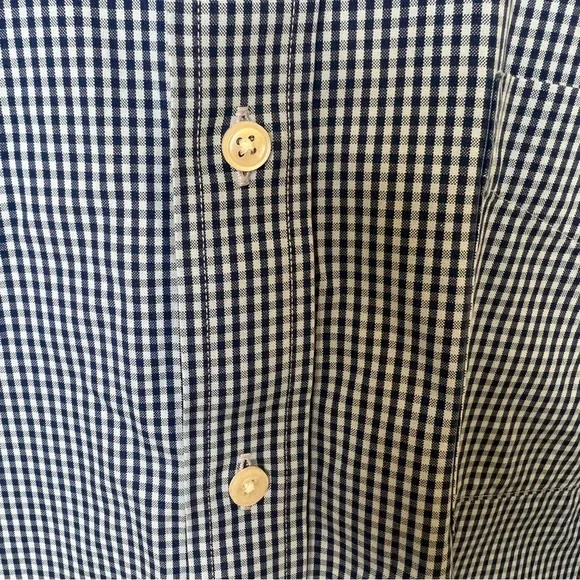 L.L Bean Men’s Gingham Check Button Up Long Sleeve Blue 16.5” Large Traditional - Picture 4 of 7